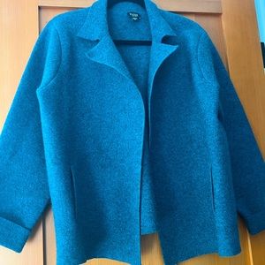 Eileen Fisher booked wool jacket - teal with pockets